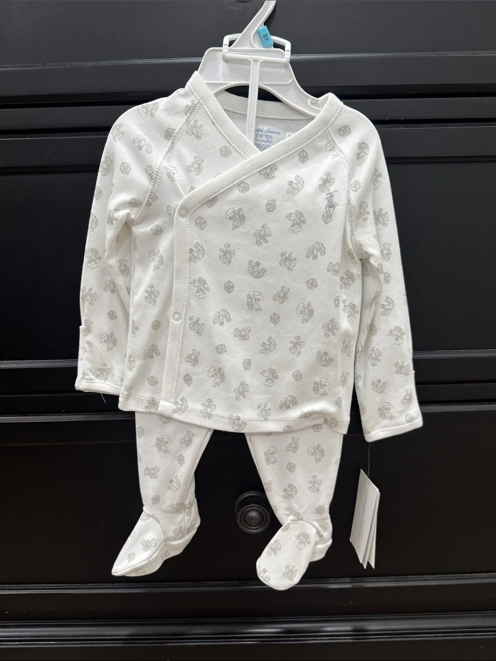 Ralph Lauren Baby Set Kimono and Pants Size 6-9 Months 100% Cotton